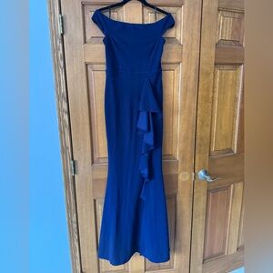 Lulu's Navy Blue Off-Shoulder Maxi Dress